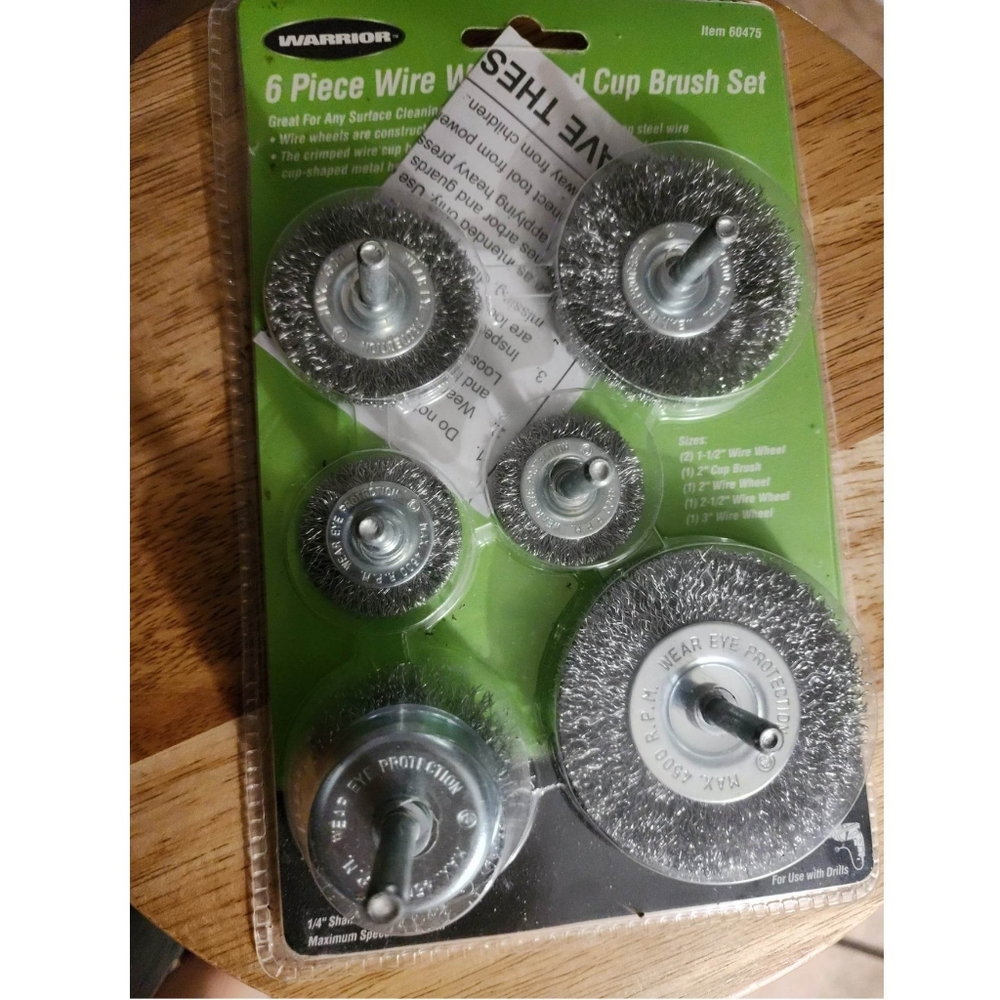 6 piece wire wheel and cup brush set